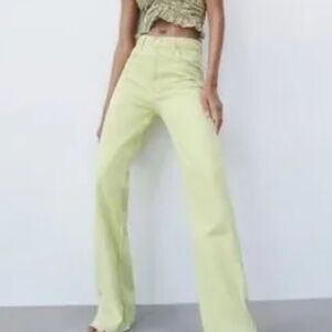 Zara lime/yellow distressed jeans